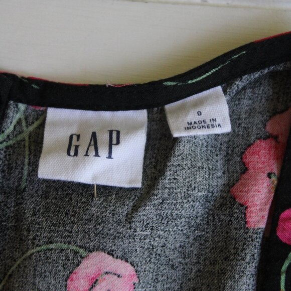 GAP Pink & Black Floral V-Neck Mini Dress - Picture 7 of 7